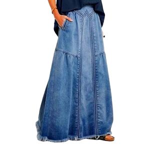 Denim Maxi Skirt- Tag reads XXL but fits XL